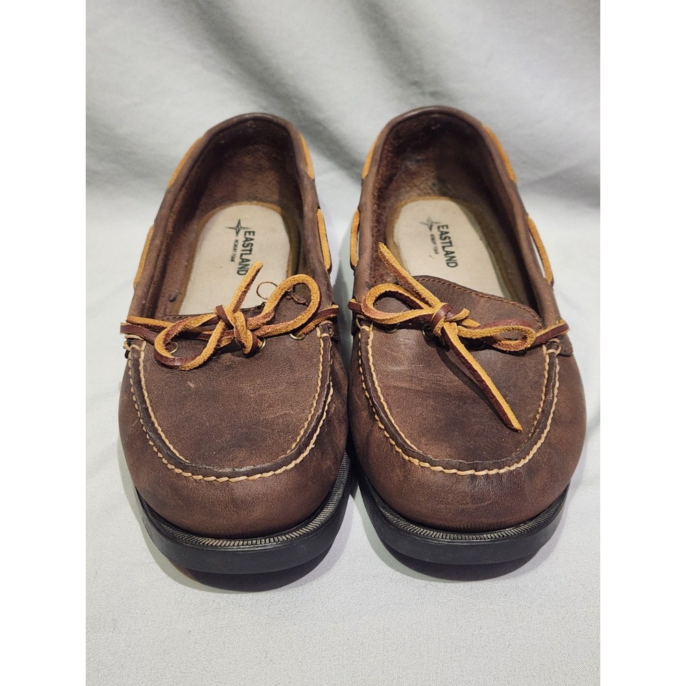 Eastland Yarmouth Women 11M Brown Leather Boat Shoes Moc Toe Preppy Blokecore